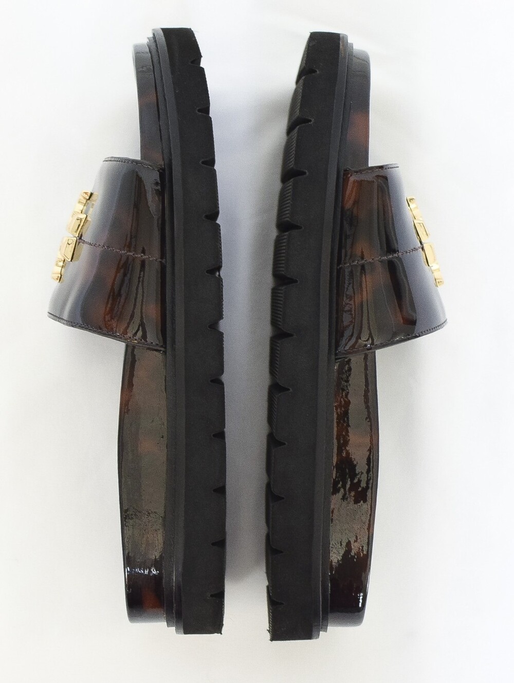 🌸Tory Burch Everly Anatomic Lug Slide Sandals Tortoise Shell Leather Brown Sz 7 - Picture 5 of 16